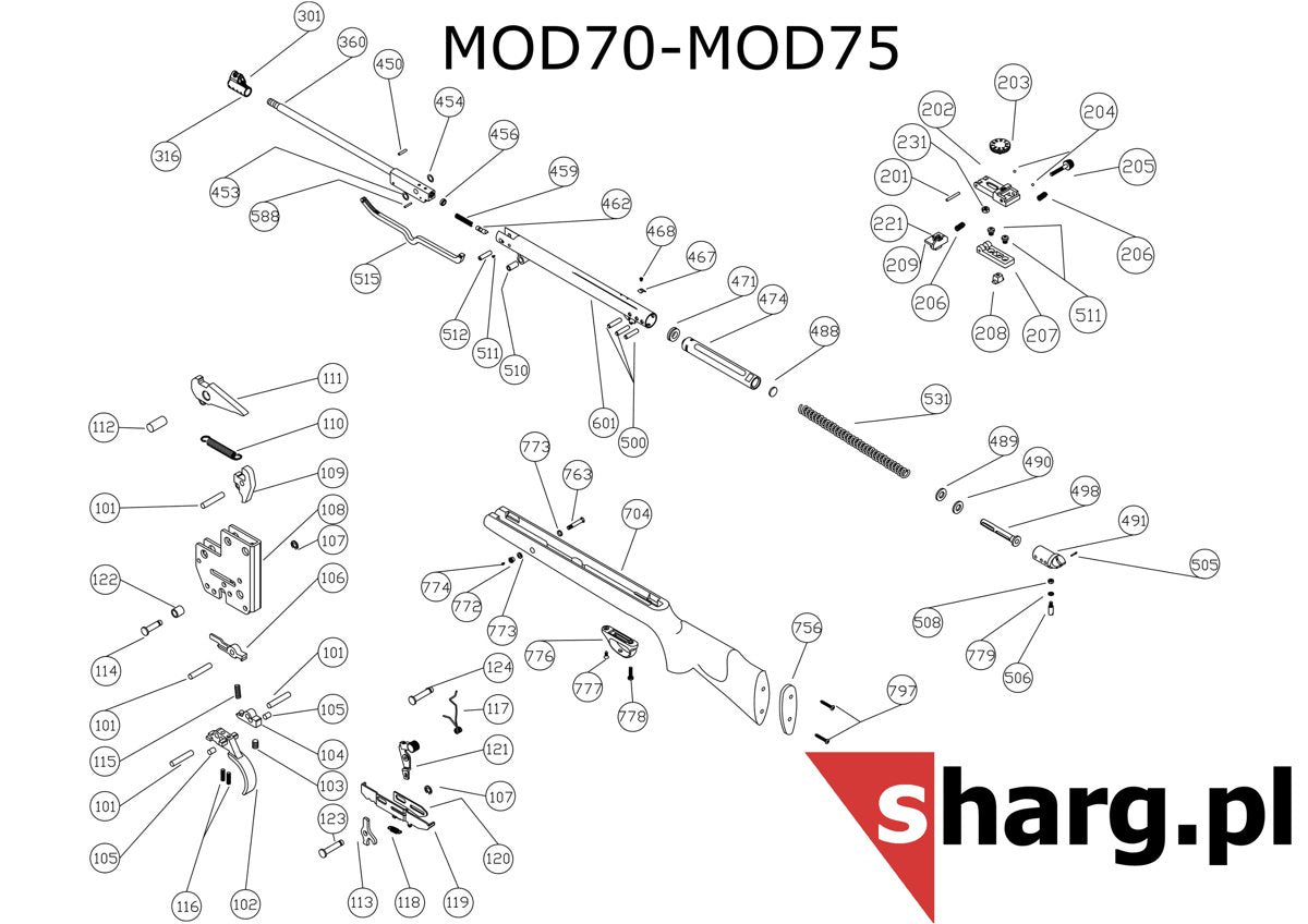 Sprężyna blokady lufy do Hatsan MOD 33-135, Striker (459)
