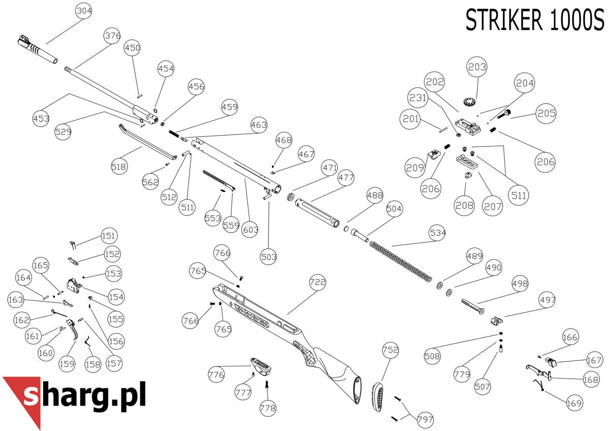 Śruba mocująca kabłąk przednia do Hatsan MOD 33-155, Dominator 200, Striker, Proxima (777)