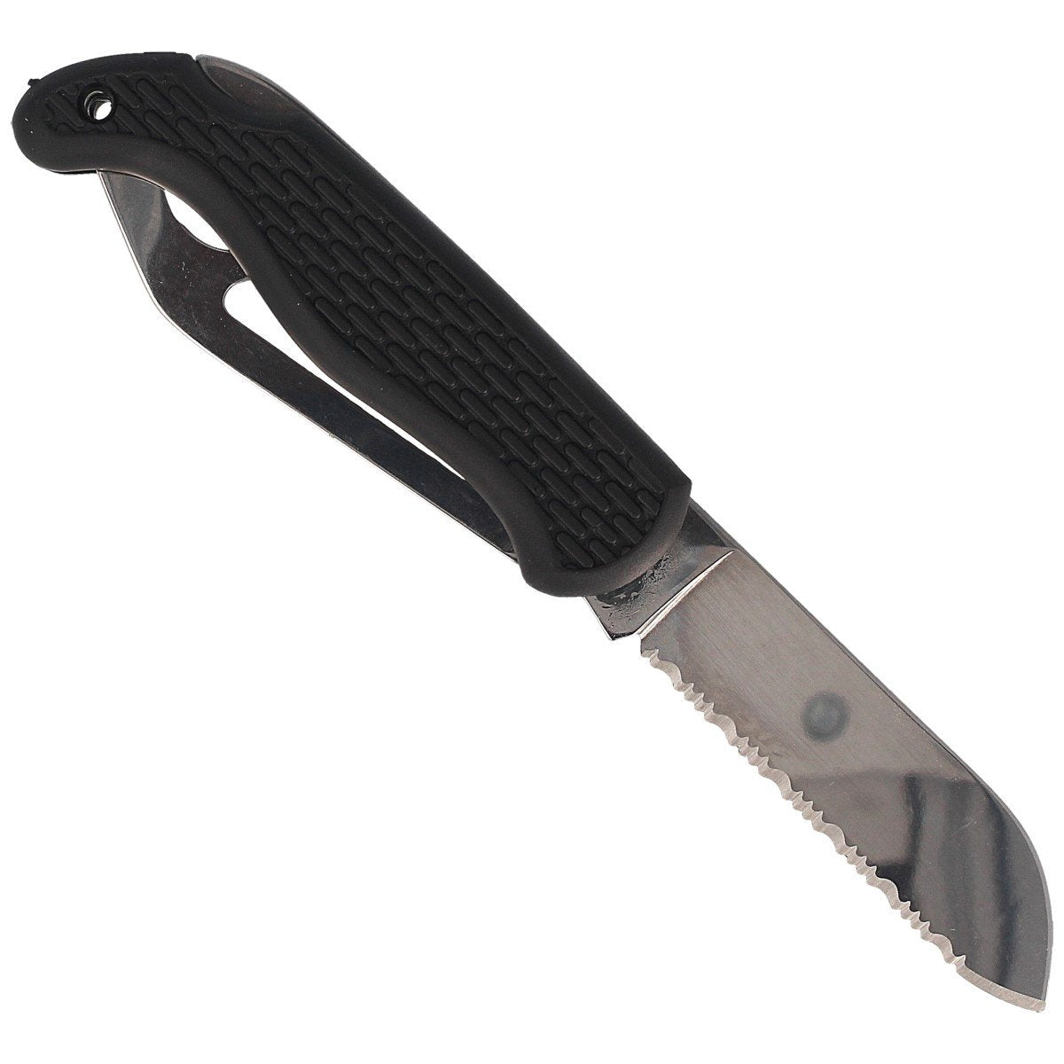 Nóż składany żeglarski MAC Coltellerie Boat 2 Black PP/TPE, Satin W 1.4034 (MC BOT2.N)