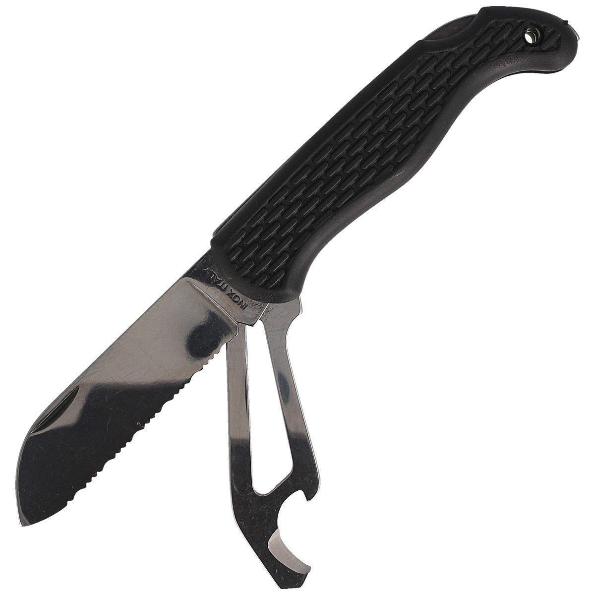 Nóż składany żeglarski MAC Coltellerie Boat 2 Black PP/TPE, Satin W 1.4034 (MC BOT2.N)