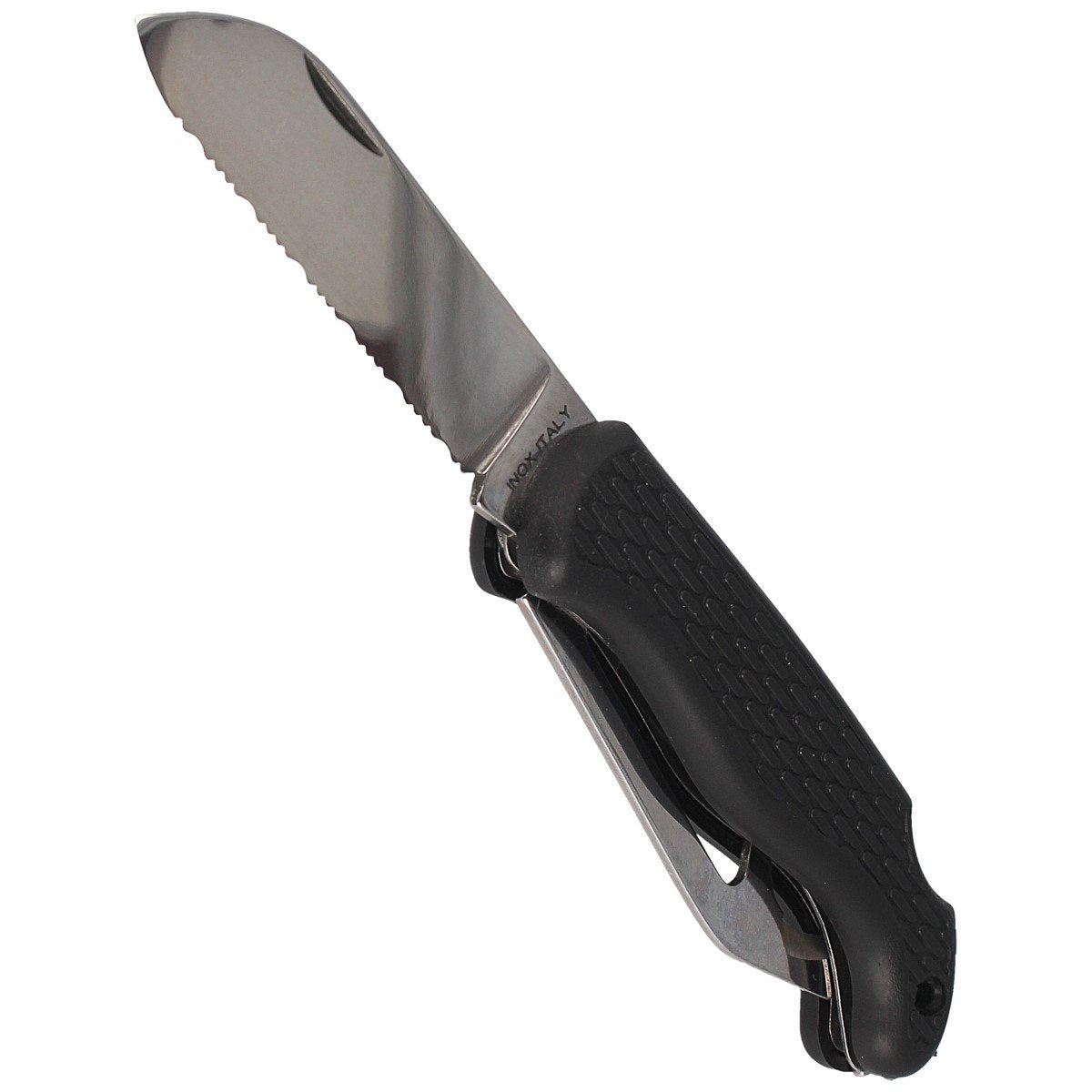 Nóż składany żeglarski MAC Coltellerie Boat 2 Black PP/TPE, Satin W 1.4034 (MC BOT2.N)