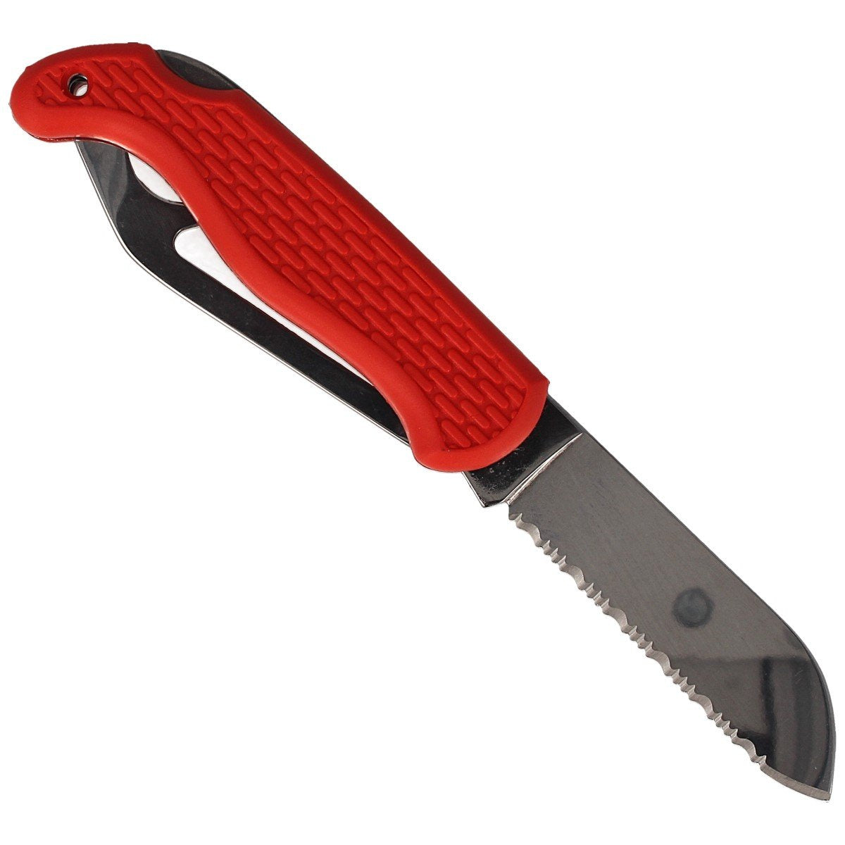 Nóż składany żeglarski MAC Coltellerie Boat 2 Red PP/TPE, Satin W 1.4034 (MC BOT2.R)