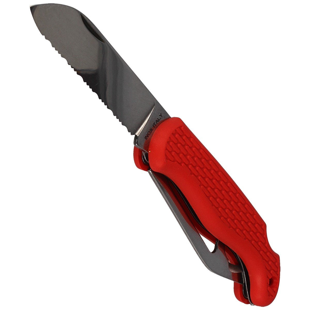 Nóż składany żeglarski MAC Coltellerie Boat 2 Red PP/TPE, Satin W 1.4034 (MC BOT2.R)