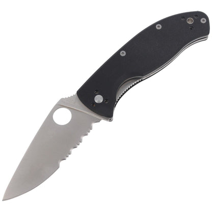 Nóż składany Spyderco Tenacious Black G10, Satin Combo 8Cr13MoV by Eric Glesser (C122GPS)