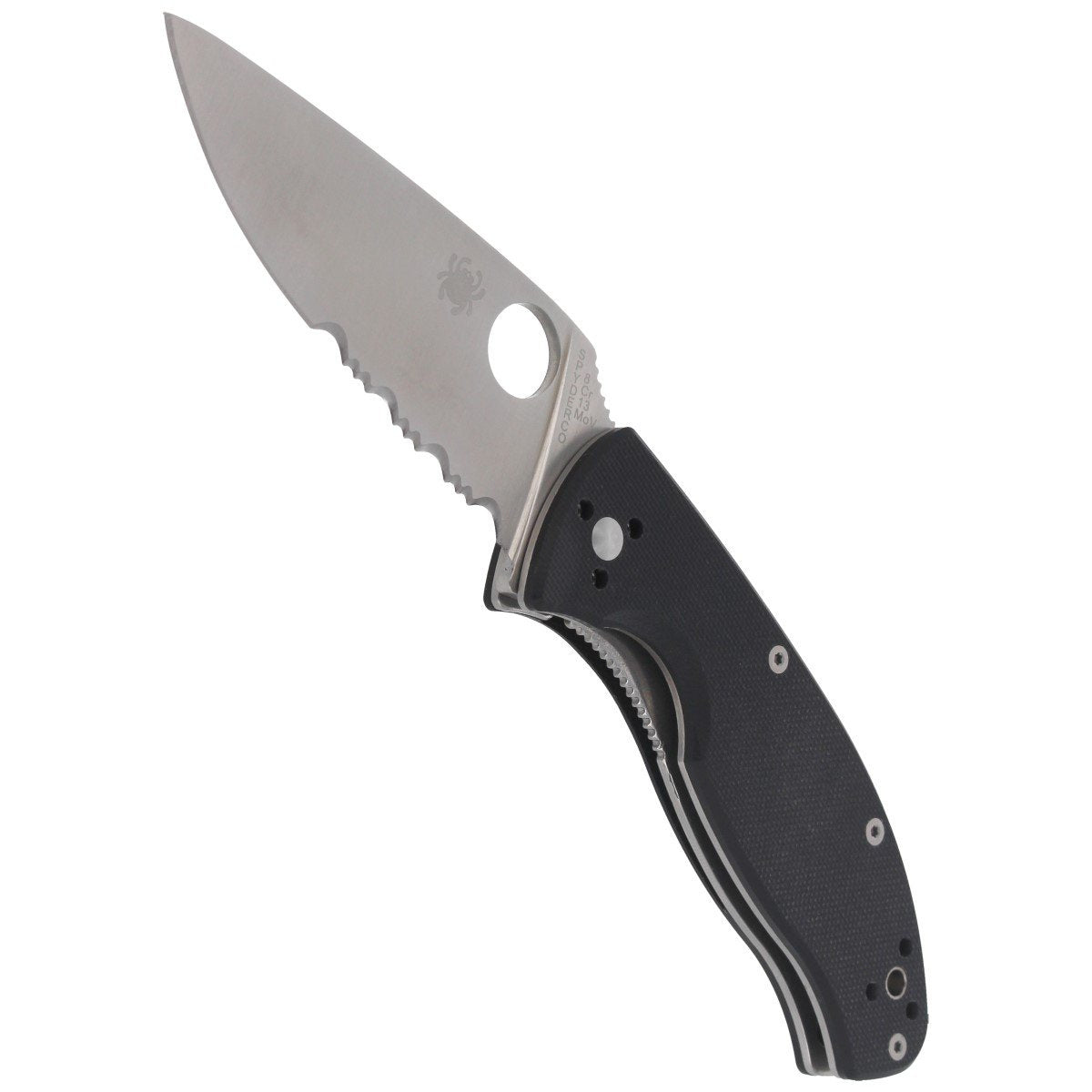 Nóż składany Spyderco Tenacious Black G10, Satin Combo 8Cr13MoV by Eric Glesser (C122GPS)