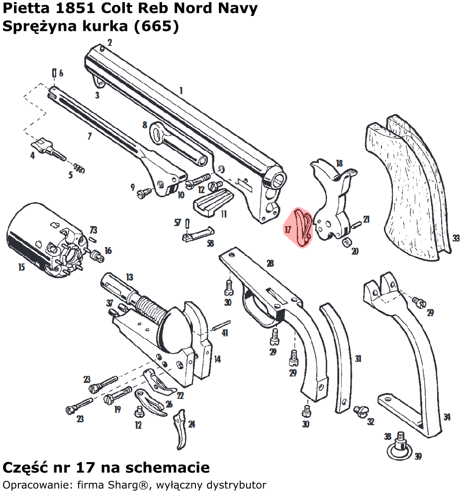 Sprężyna kurka rewolwer Pietta 1851 Colt Navy (665)