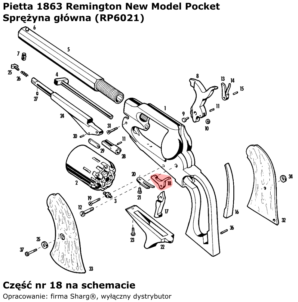 Blokada bębna Pietta 1863 Remington Pocket (RP6021)