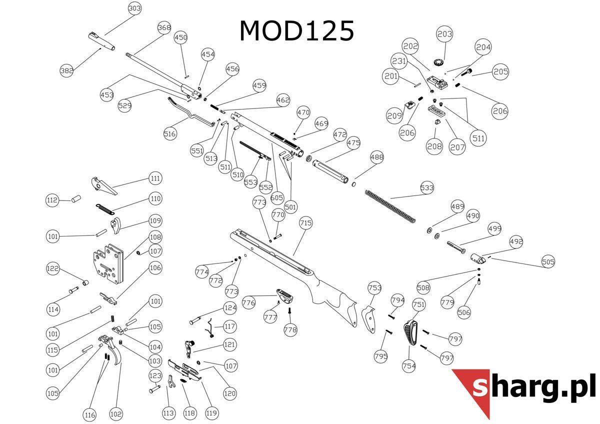 Śruba mocująca kabłąk przednia do Hatsan MOD 33-155, Dominator 200, Striker, Proxima (777)