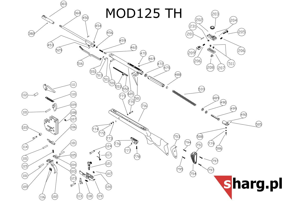 Śruba mocująca kabłąk przednia do Hatsan MOD 33-155, Dominator 200, Striker, Proxima (777)