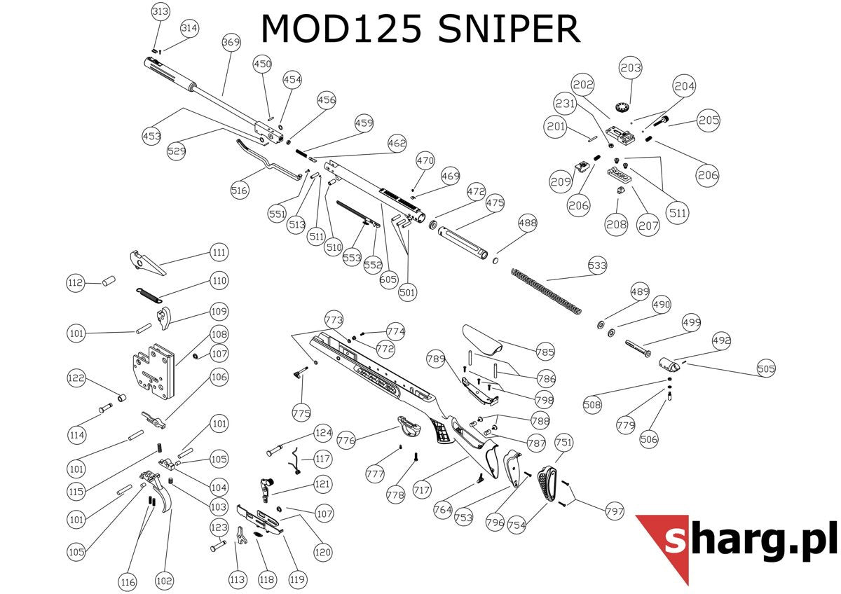 Śruba mocująca kabłąk przednia do Hatsan MOD 33-155, Dominator 200, Striker, Proxima (777)