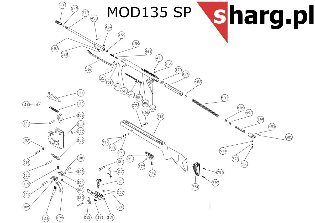 Śruba mocująca kabłąk przednia do Hatsan MOD 33-155, Dominator 200, Striker, Proxima (777)