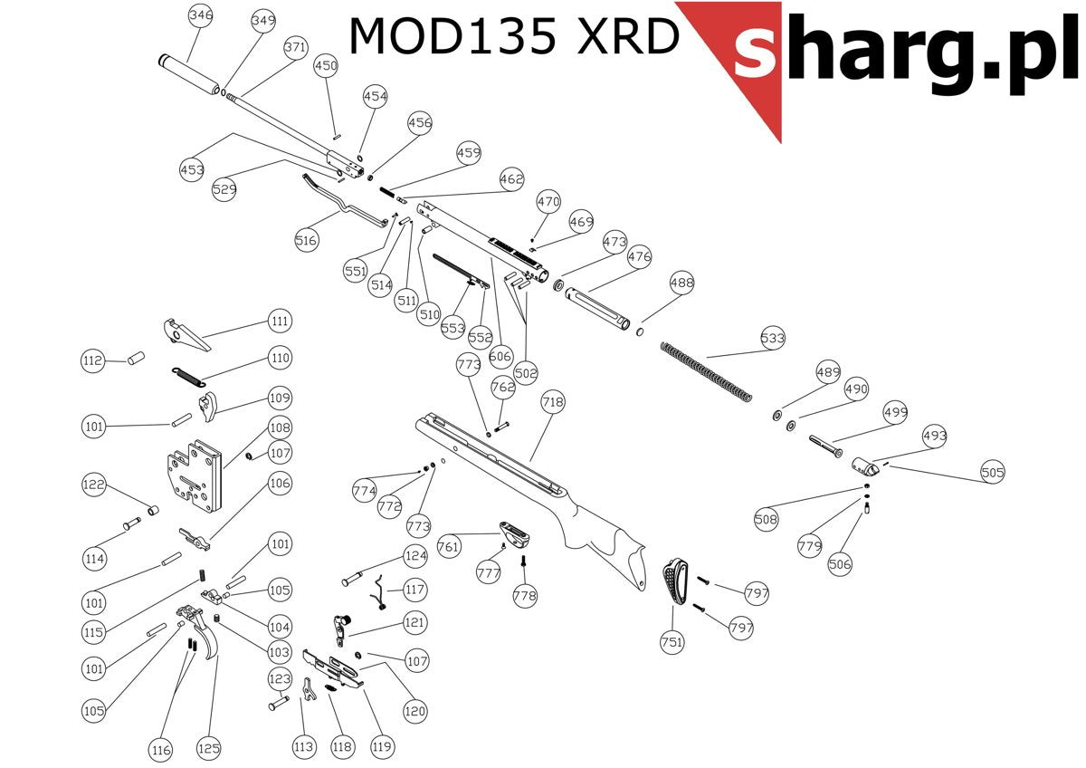 Śruba mocująca kabłąk przednia do Hatsan MOD 33-155, Dominator 200, Striker, Proxima (777)