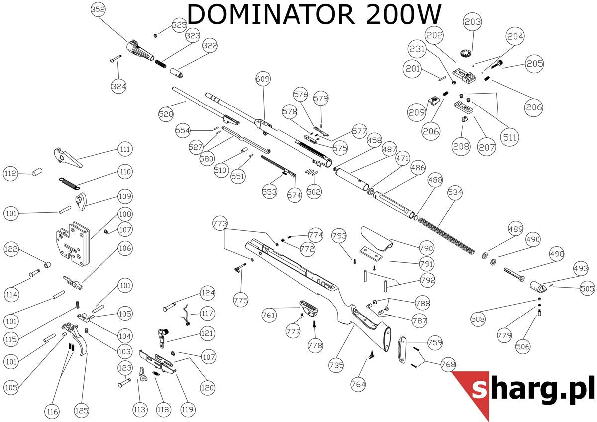 Śruba mocująca kabłąk przednia do Hatsan MOD 33-155, Dominator 200, Striker, Proxima (777)