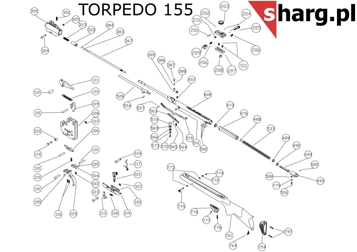 Śruba mocująca kabłąk przednia do Hatsan MOD 33-155, Dominator 200, Striker, Proxima (777)