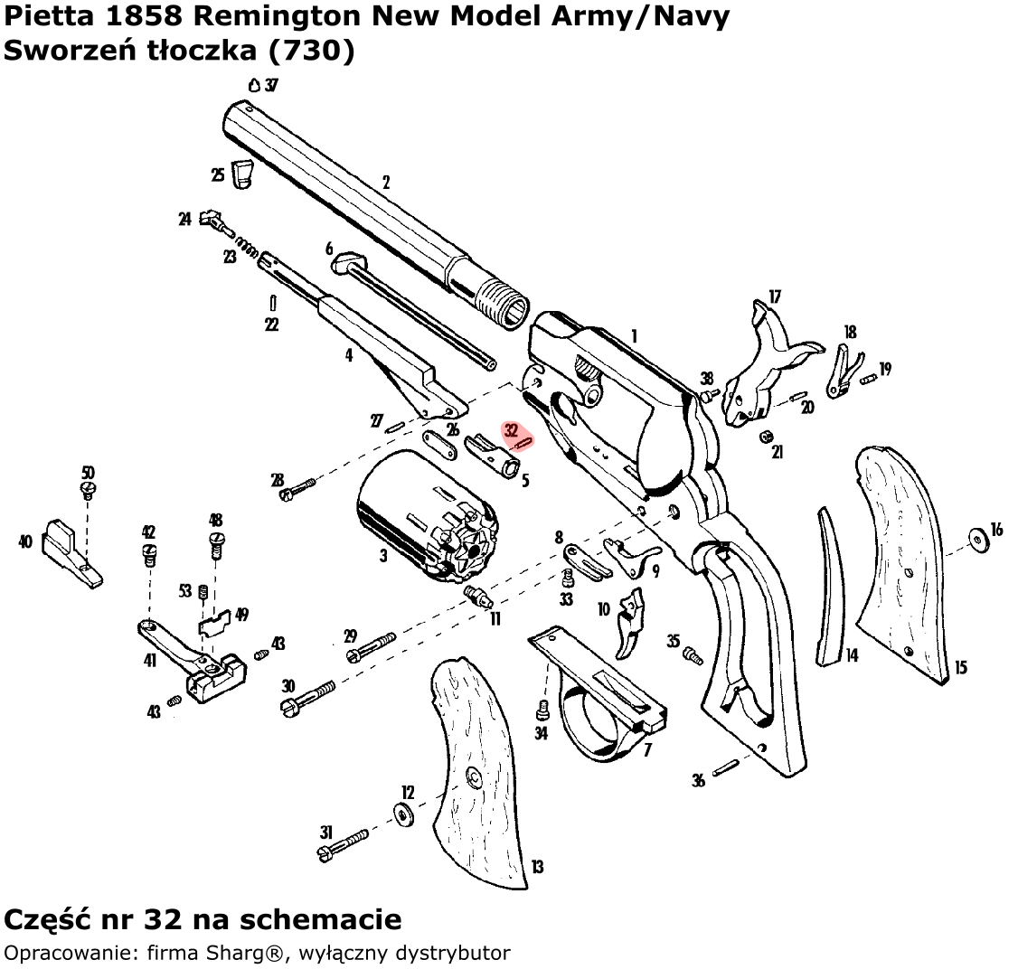 Sworzeń tłoczka pobojczyka Pietta 1858 Remington Model Army (730)