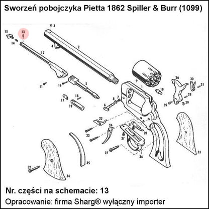 Sworzeń pobojczyka Pietta 1858 Remington, 1862 Spiller & Burr (1099)