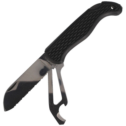 Nóż składany żeglarski MAC Coltellerie Boat 2 Black PP/TPE,  Satin W 1.4034 (MC BOT2.N)