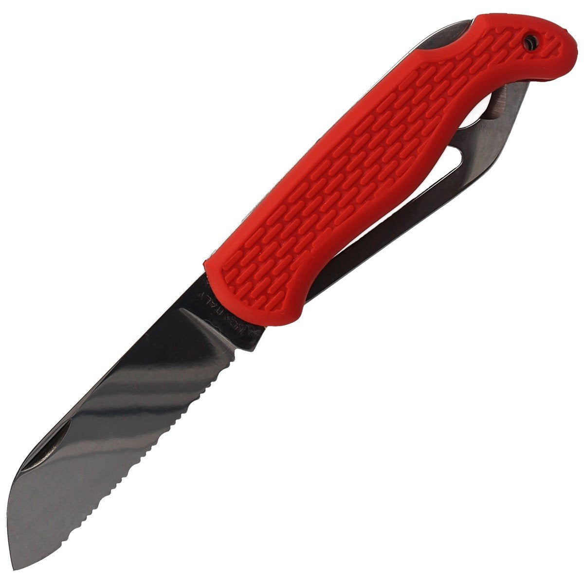 Nóż składany żeglarski MAC Coltellerie Boat 2 Red PP/TPE,  Satin W 1.4034 (MC BOT2.R)