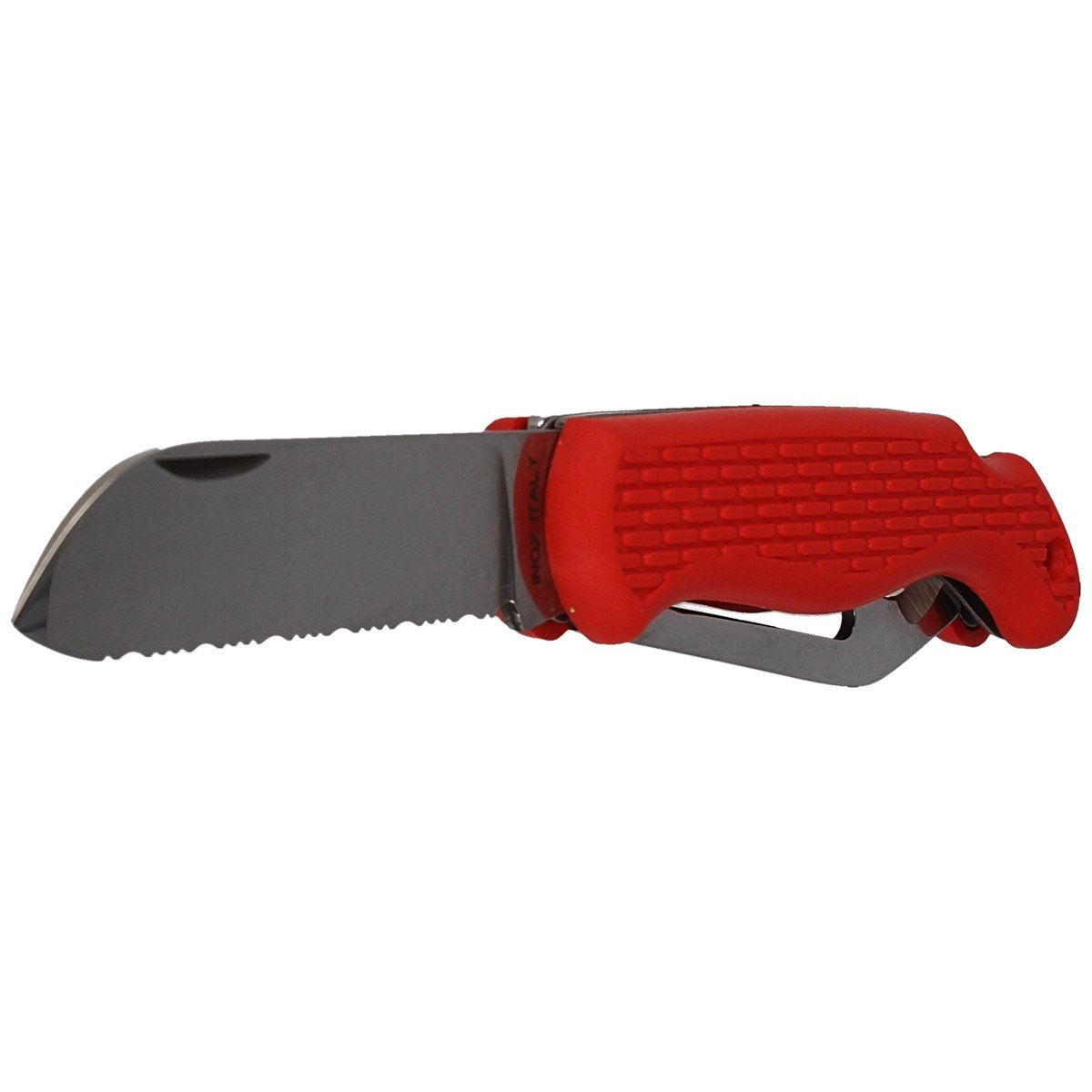 Nóż składany żeglarski MAC Coltellerie Boat 2 Red PP/TPE,  Satin W 1.4034 (MC BOT2.R)