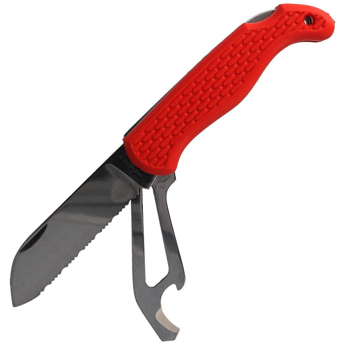Nóż składany żeglarski MAC Coltellerie Boat 2 Red PP/TPE,  Satin W 1.4034 (MC BOT2.R)