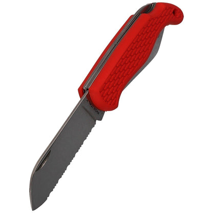 Nóż składany żeglarski MAC Coltellerie Boat 2 Red PP/TPE,  Satin W 1.4034 (MC BOT2.R)
