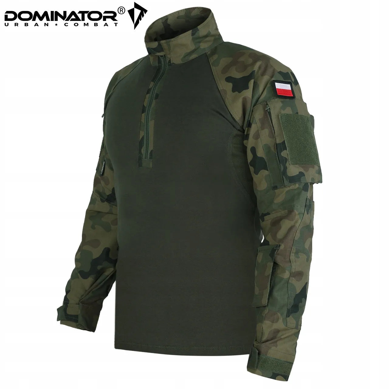 BLUZA TAKTYCZNA WOJSKOWA COMBAT SHIRT DOMINATOR KAMUFLAŻ MORO WZ.93 + FLAGI