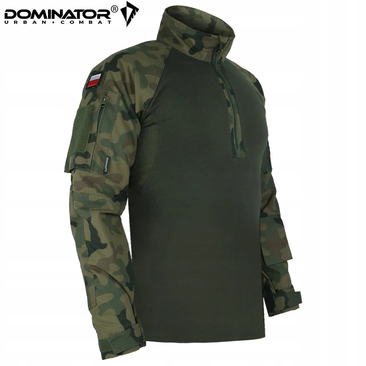 BLUZA TAKTYCZNA WOJSKOWA COMBAT SHIRT DOMINATOR KAMUFLAŻ MORO WZ.93 + FLAGI