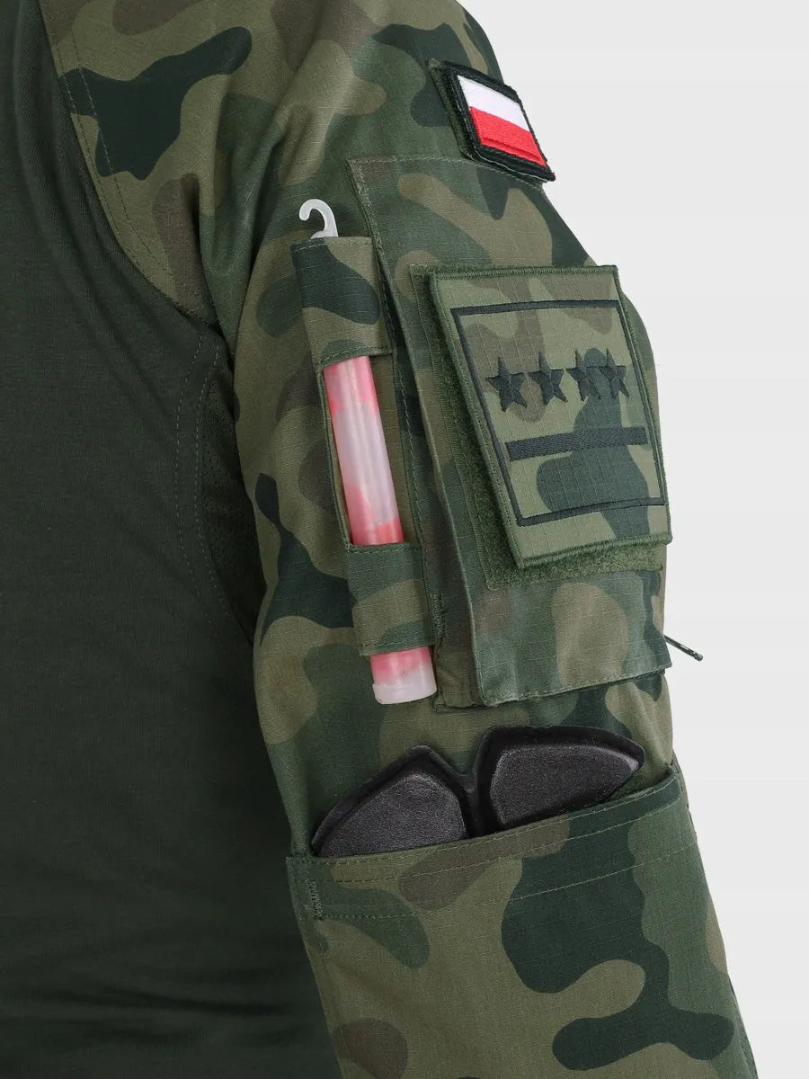DOMINATOR BLUZA TAKTYCZNA WOJSKOWA COMBAT SHIRT KAMUFLAŻ MORO WZ.93 + FLAGI