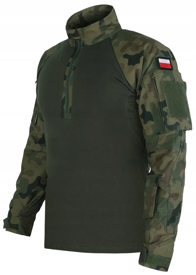 BLUZA TAKTYCZNA WOJSKOWA COMBAT SHIRT DOMINATOR KAMUFLAŻ MORO WZ.93 + FLAGI